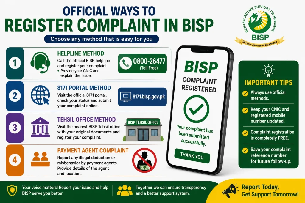 official ways to register complain
